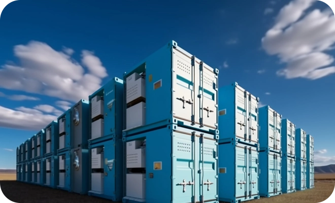 Industrial grade battery storage with high power output